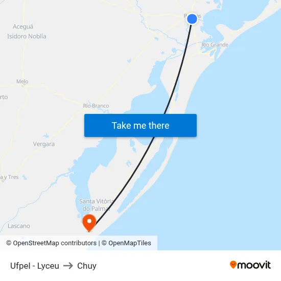 Ufpel - Lyceu to Chuy map