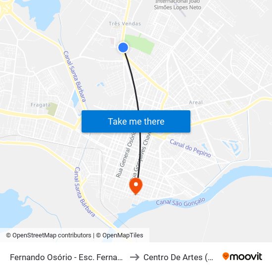 Fernando Osório - Esc. Fernando Osório to Centro De Artes (Bloco 1) map