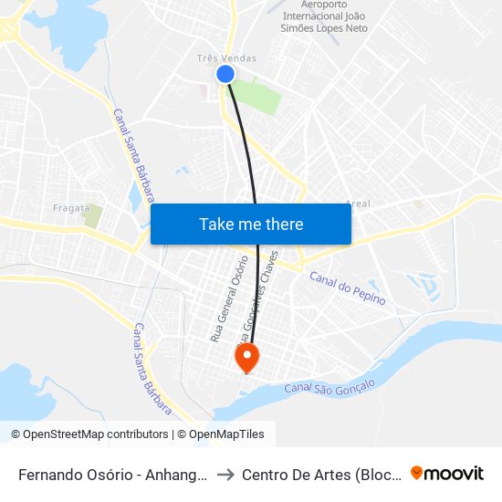 Fernando Osório - Anhanguera to Centro De Artes (Bloco 1) map