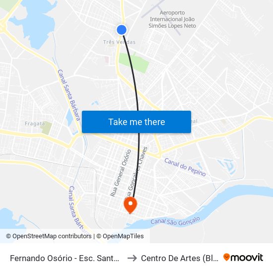 Fernando Osório - Esc. Santo Antônio to Centro De Artes (Bloco 1) map