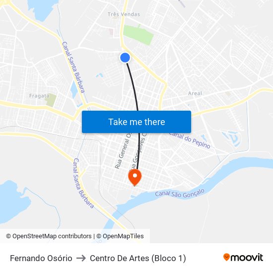 Fernando Osório to Centro De Artes (Bloco 1) map