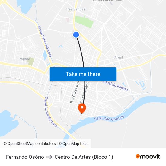 Fernando Osório to Centro De Artes (Bloco 1) map