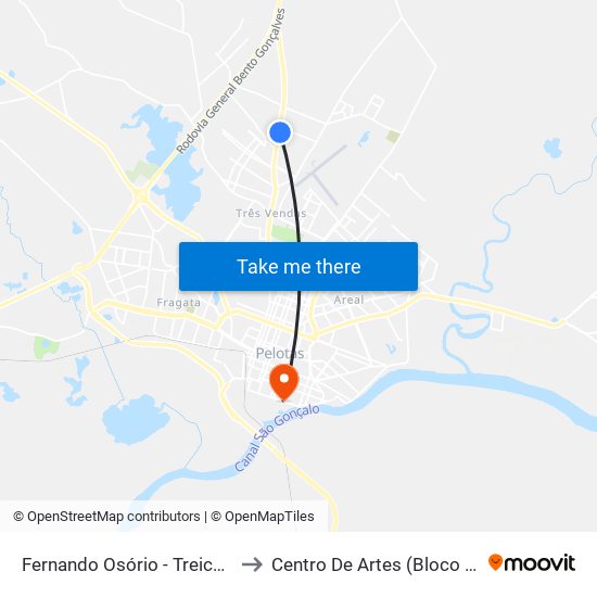Fernando Osório - Treichel to Centro De Artes (Bloco 1) map
