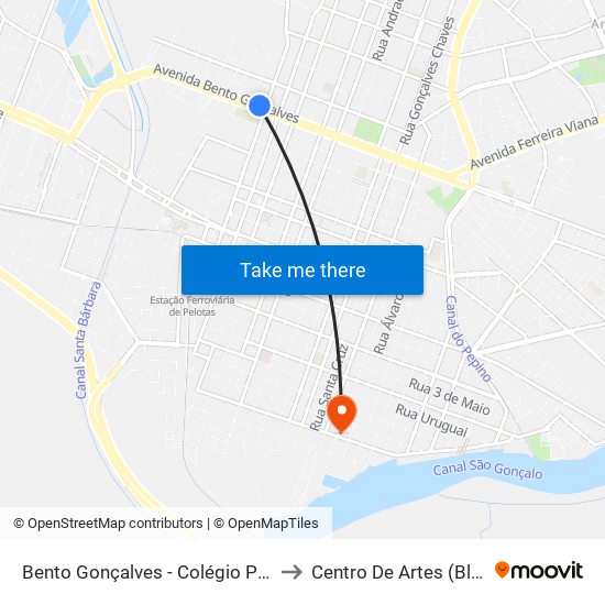 Bento Gonçalves - Colégio Pelotense to Centro De Artes (Bloco 1) map