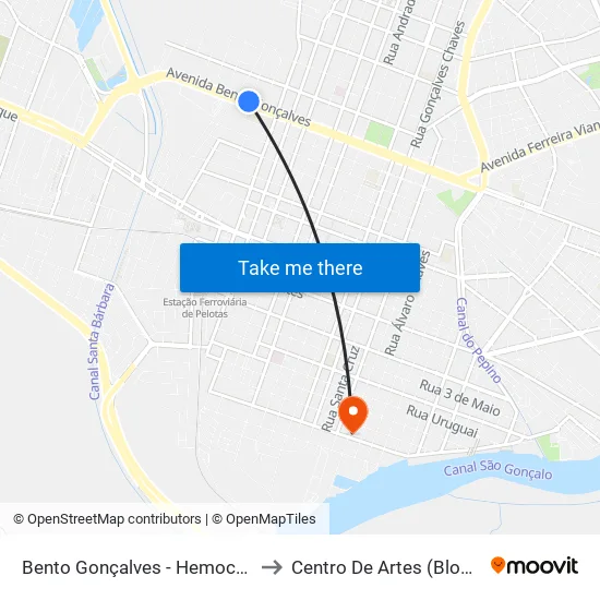 Bento Gonçalves - Hemocentro to Centro De Artes (Bloco 1) map