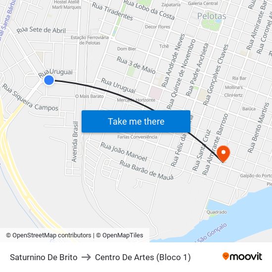 Saturnino De Brito to Centro De Artes (Bloco 1) map