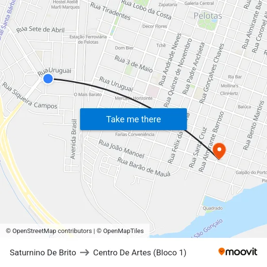 Saturnino De Brito to Centro De Artes (Bloco 1) map