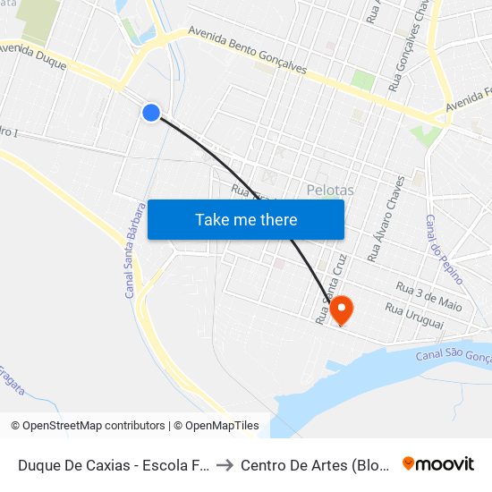 Duque De Caxias - Escola Feinet to Centro De Artes (Bloco 1) map