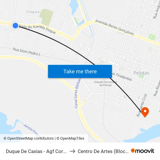 Duque De Caxias - Agf Correios to Centro De Artes (Bloco 1) map