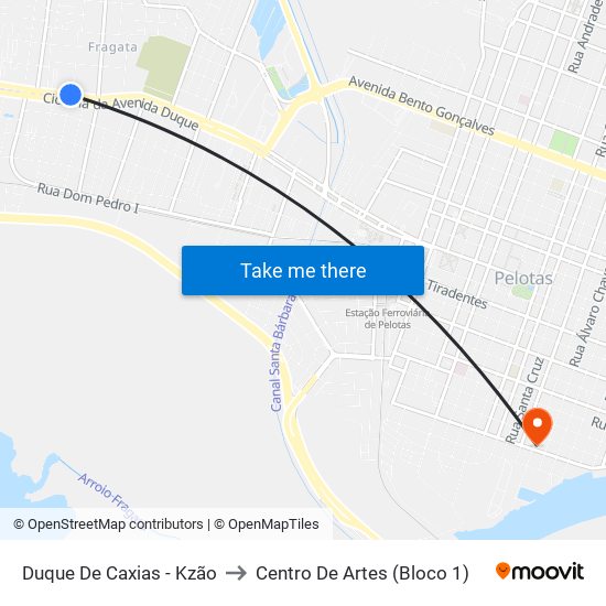 Duque De Caxias - Kzão to Centro De Artes (Bloco 1) map