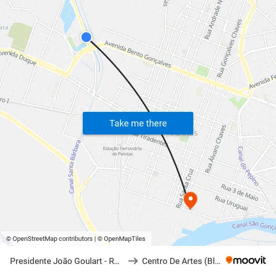 Presidente João Goulart - Rodoviária to Centro De Artes (Bloco 1) map