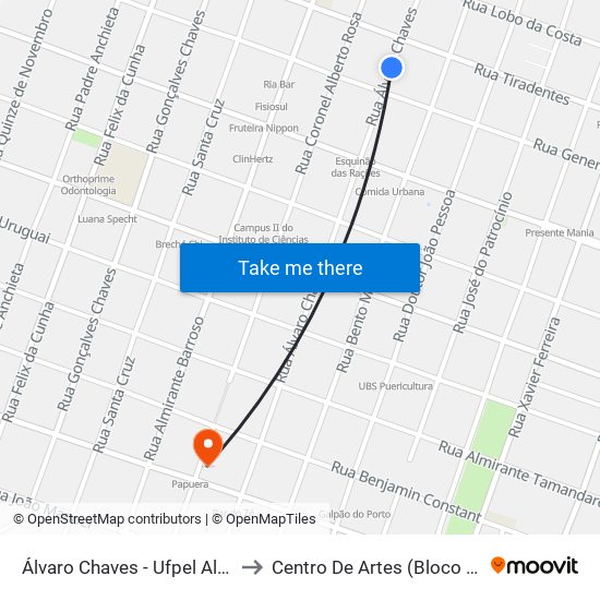 Álvaro Chaves - Ufpel Alm to Centro De Artes (Bloco 1) map