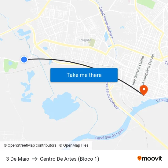 3 De Maio to Centro De Artes (Bloco 1) map