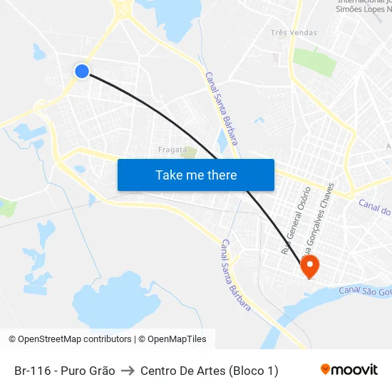 Br-116 - Puro Grão to Centro De Artes (Bloco 1) map