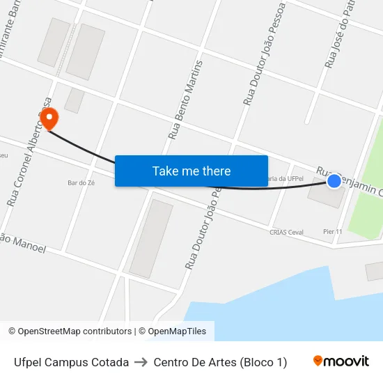 Ufpel Campus Cotada to Centro De Artes (Bloco 1) map