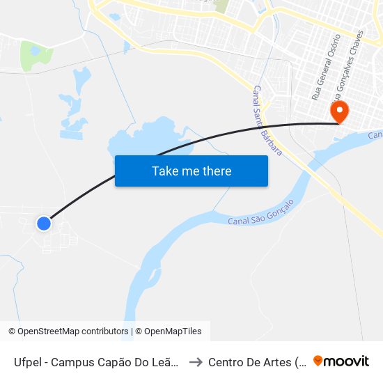 Ufpel - Campus Capão Do Leão - Veterinária to Centro De Artes (Bloco 1) map