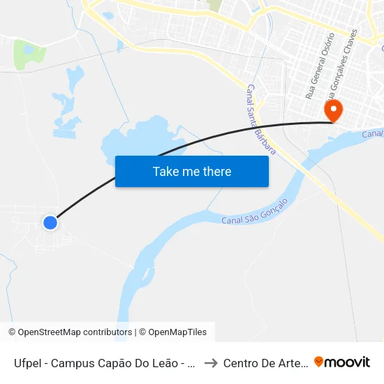 Ufpel - Campus Capão Do Leão - Controle De Zoonoses to Centro De Artes (Bloco 1) map