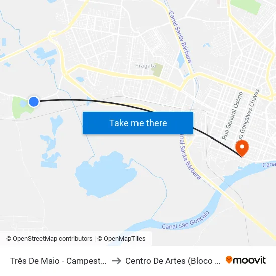 Três De Maio - Campestre to Centro De Artes (Bloco 1) map