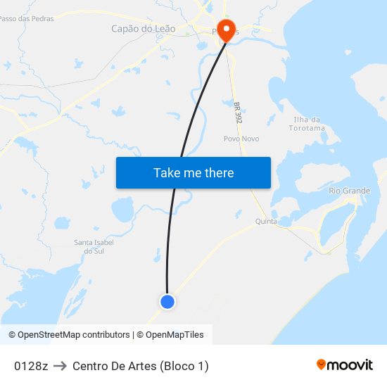 0128z to Centro De Artes (Bloco 1) map