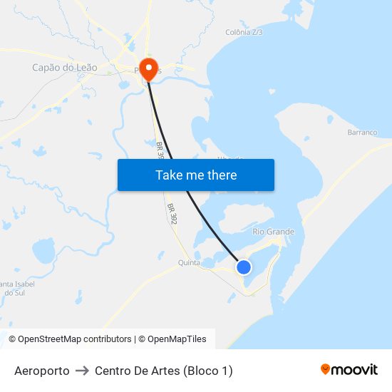 Aeroporto to Centro De Artes (Bloco 1) map