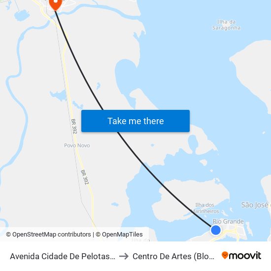 Avenida Cidade De Pelotas, 440 to Centro De Artes (Bloco 1) map