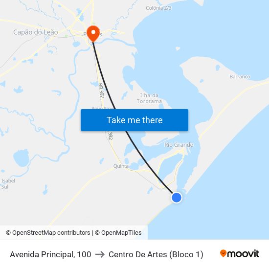 Avenida Principal, 100 to Centro De Artes (Bloco 1) map
