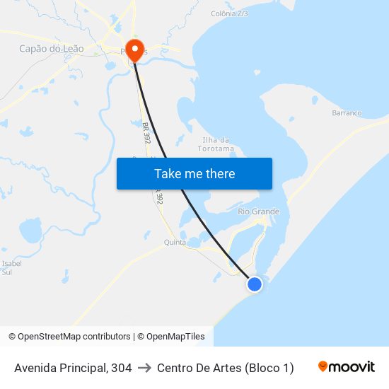 Avenida Principal, 304 to Centro De Artes (Bloco 1) map