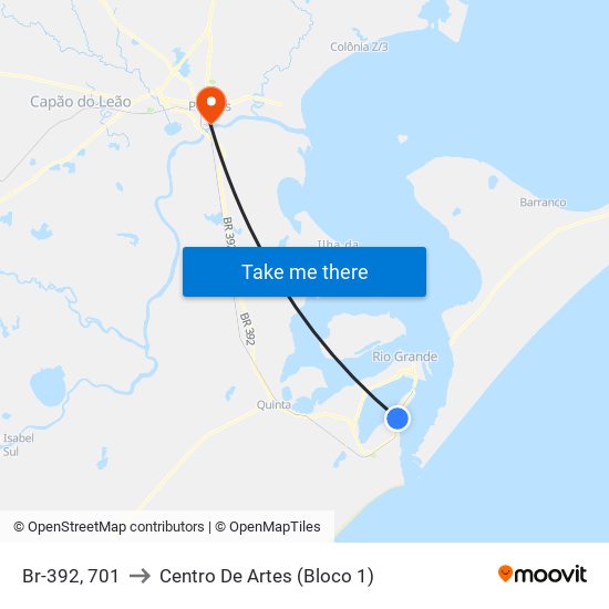 Br-392, 701 to Centro De Artes (Bloco 1) map