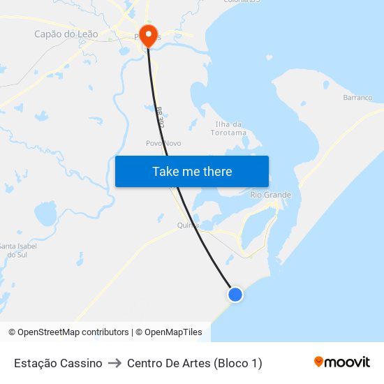 Estação Cassino to Centro De Artes (Bloco 1) map