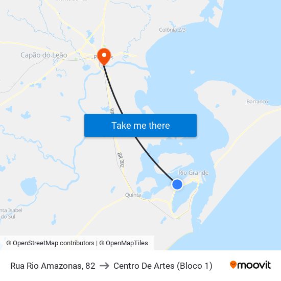 Rua Rio Amazonas, 82 to Centro De Artes (Bloco 1) map