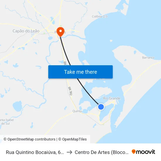 Rua Quintino Bocaiúva, 601 to Centro De Artes (Bloco 1) map