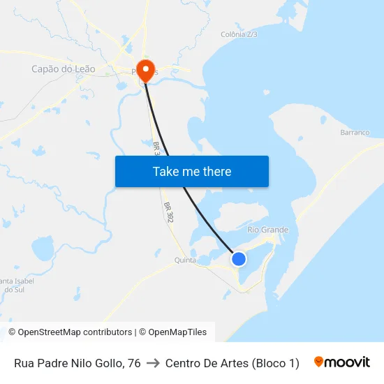 Rua Padre Nilo Gollo, 76 to Centro De Artes (Bloco 1) map