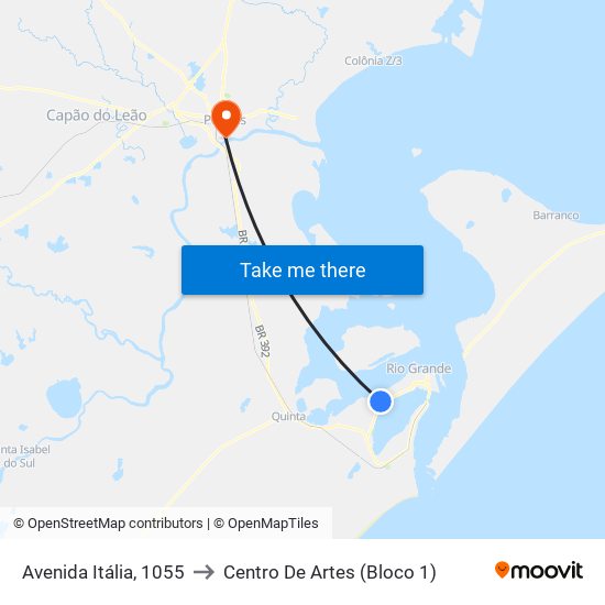 Avenida Itália, 1055 to Centro De Artes (Bloco 1) map