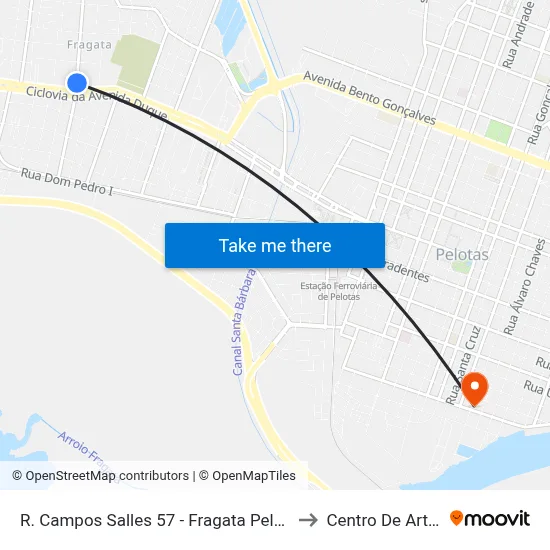 R. Campos Salles 57 - Fragata Pelotas - Rs 96040-620 Brasil to Centro De Artes (Bloco 1) map
