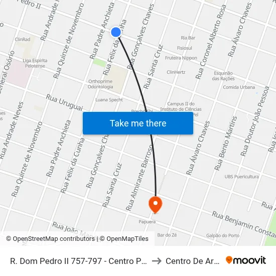 R. Dom Pedro II 757-797 - Centro Pelotas - Rs 96010-300 Brasil to Centro De Artes (Bloco 1) map