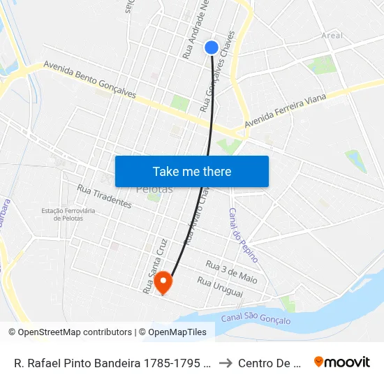 R. Rafael Pinto Bandeira 1785-1795 - Areal Pelotas - Rs 96080-150 Brasil to Centro De Artes (Bloco 1) map