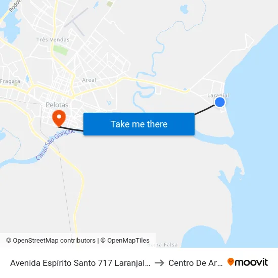 Avenida Espírito Santo 717 Laranjal Pelotas - Rs 96090-260 Brasil to Centro De Artes (Bloco 1) map