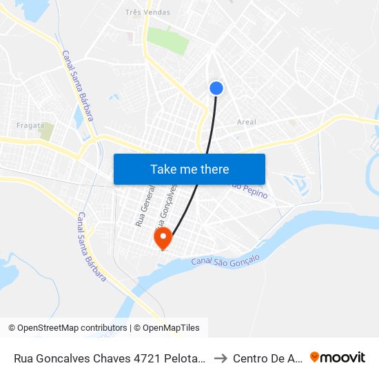 Rua Goncalves Chaves 4721 Pelotas - Rio Grande Do Sul 96081 Brasil to Centro De Artes (Bloco 1) map