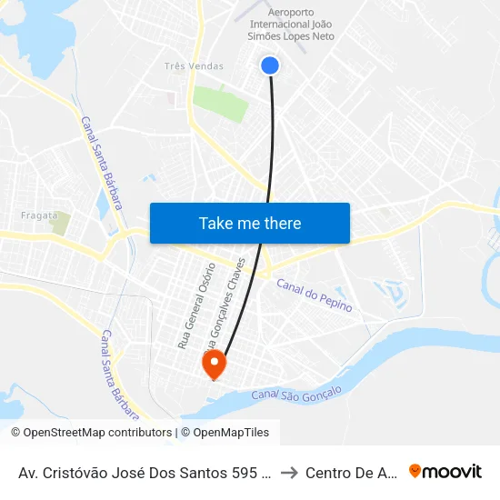 Av. Cristóvão José Dos Santos 595 - Três Vendas Pelotas - Rs Brasil to Centro De Artes (Bloco 1) map