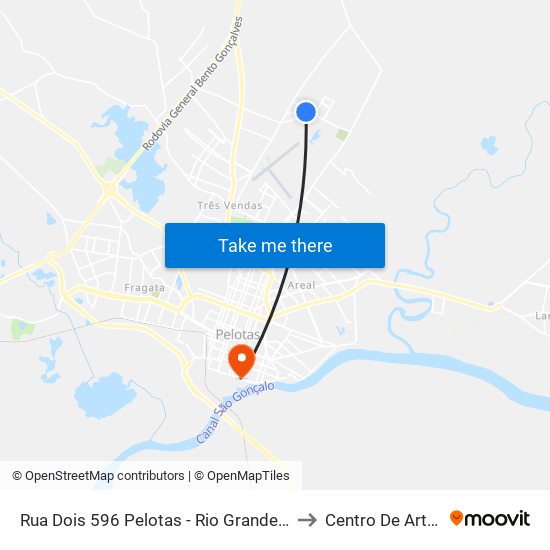 Rua Dois 596 Pelotas - Rio Grande Do Sul 96071-434 Brasil to Centro De Artes (Bloco 1) map