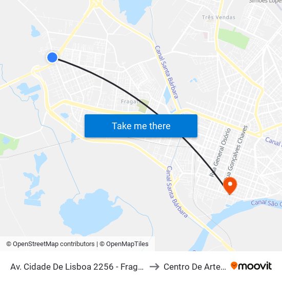 Av. Cidade De Lisboa 2256 - Fragata Pelotas - Rs Brasil to Centro De Artes (Bloco 1) map
