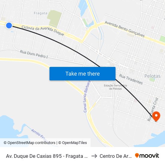 Av. Duque De Caxias 895 - Fragata Pelotas - Rs 96030-002 Brasil to Centro De Artes (Bloco 1) map