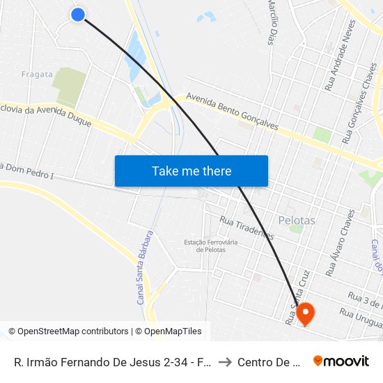 R. Irmão Fernando De Jesus 2-34 - Fragata Pelotas - Rs 96040-110 Brasil to Centro De Artes (Bloco 1) map