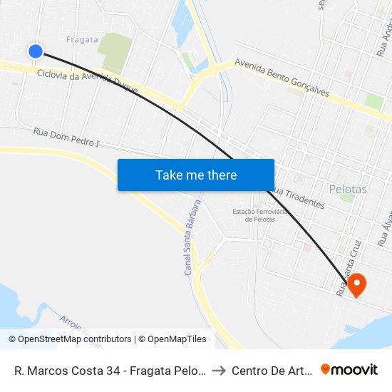 R. Marcos Costa 34 - Fragata Pelotas - Rs 96040-750 Brasil to Centro De Artes (Bloco 1) map