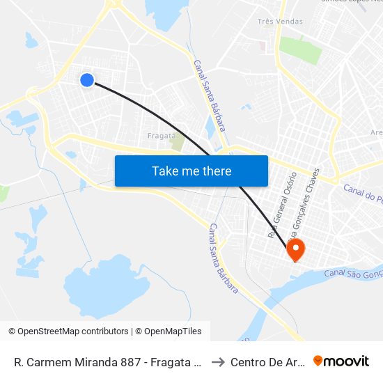 R. Carmem Miranda 887 - Fragata Pelotas - Rs 96050-070 Brasil to Centro De Artes (Bloco 1) map