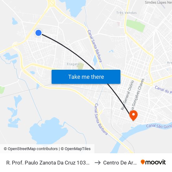 R. Prof. Paulo Zanota Da Cruz 1037 - Fragata Pelotas - Rs Brasil to Centro De Artes (Bloco 1) map