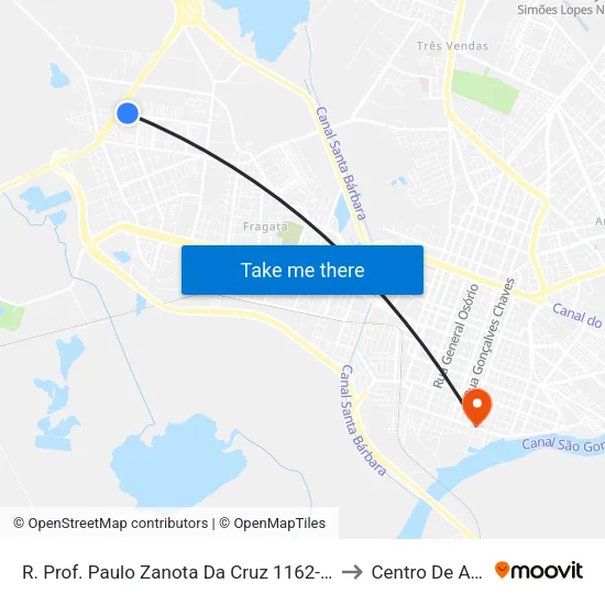 R. Prof. Paulo Zanota Da Cruz 1162-1274 - Fragata Pelotas - Rs Brasil to Centro De Artes (Bloco 1) map
