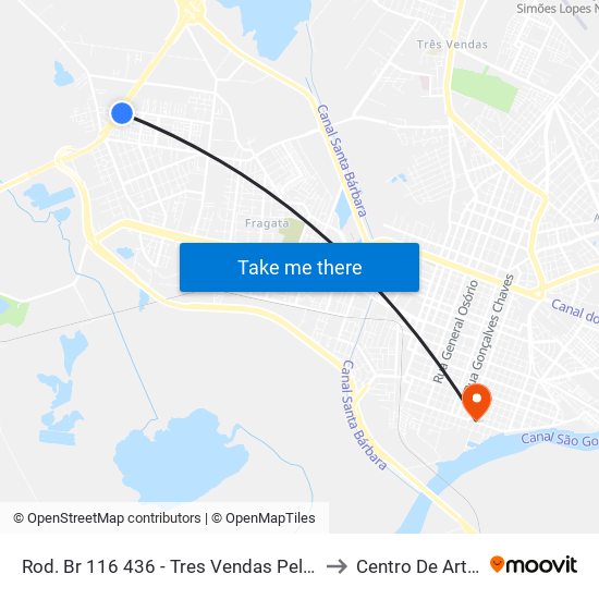 Rod. Br 116 436 - Tres Vendas Pelotas - Rs 96070-560 Brasil to Centro De Artes (Bloco 1) map