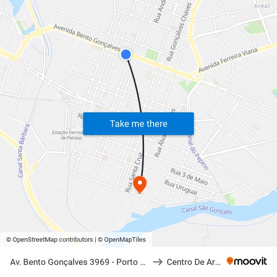 Av. Bento Gonçalves 3969 - Porto Pelotas - Rs 96015-140 Brasil to Centro De Artes (Bloco 1) map