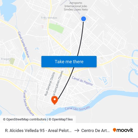 R. Alcides Velleda 95 - Areal Pelotas - Rs 96081-622 Brasil to Centro De Artes (Bloco 1) map